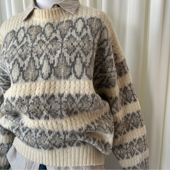 Vintage Ice Knit 100% Wool Oversized Nordic Pattern Knit size XL. - Picture 7 of 12